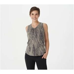 Soulgani Active Womens California Love Tank Top Small Gray Print V-Neck QVC NWOT